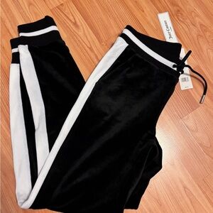 Juicy Couture Black velour Joggers with White Stripes